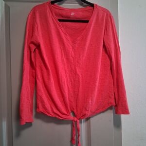 GAP Women's Vibrant Pink V-Neck Blouse